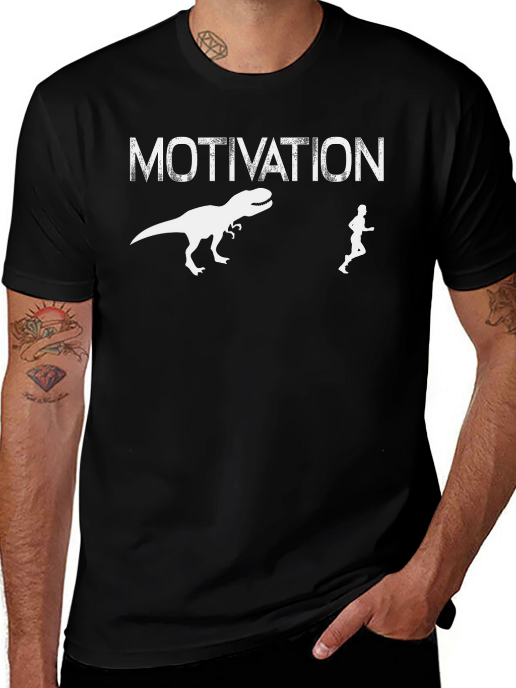 Motivation Dinosaur Chase Graphic T-Shirt