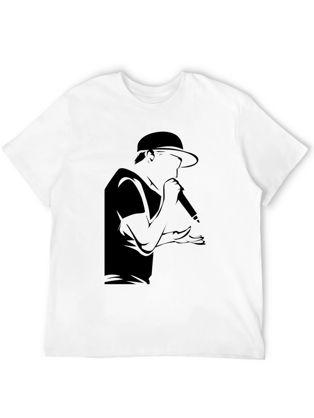 Rapper Silhouette Graphic T-Shirt - Black Cotton Tee