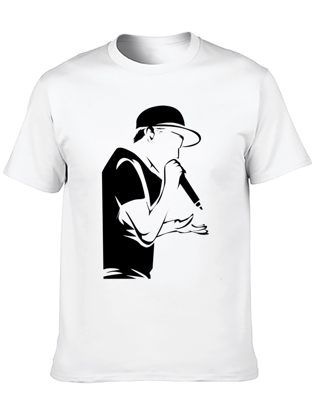 Rapper Silhouette Graphic T-Shirt - Black Cotton Tee