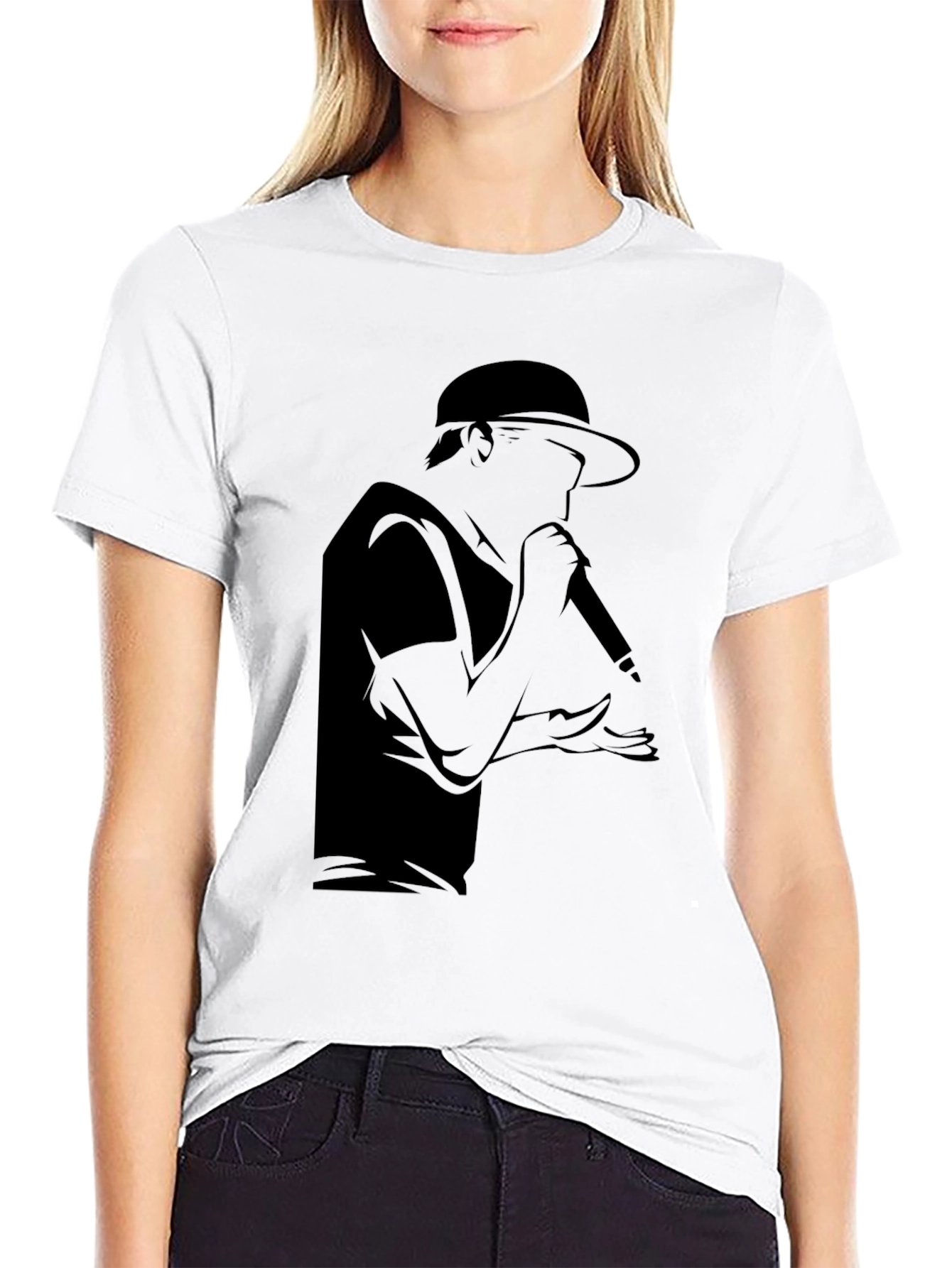 Rapper Silhouette Graphic T-Shirt - Black Cotton Tee