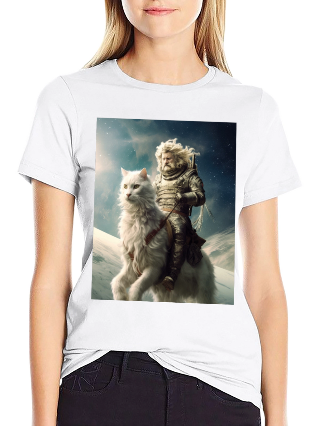 Knight Riding Cat Graphic Tee