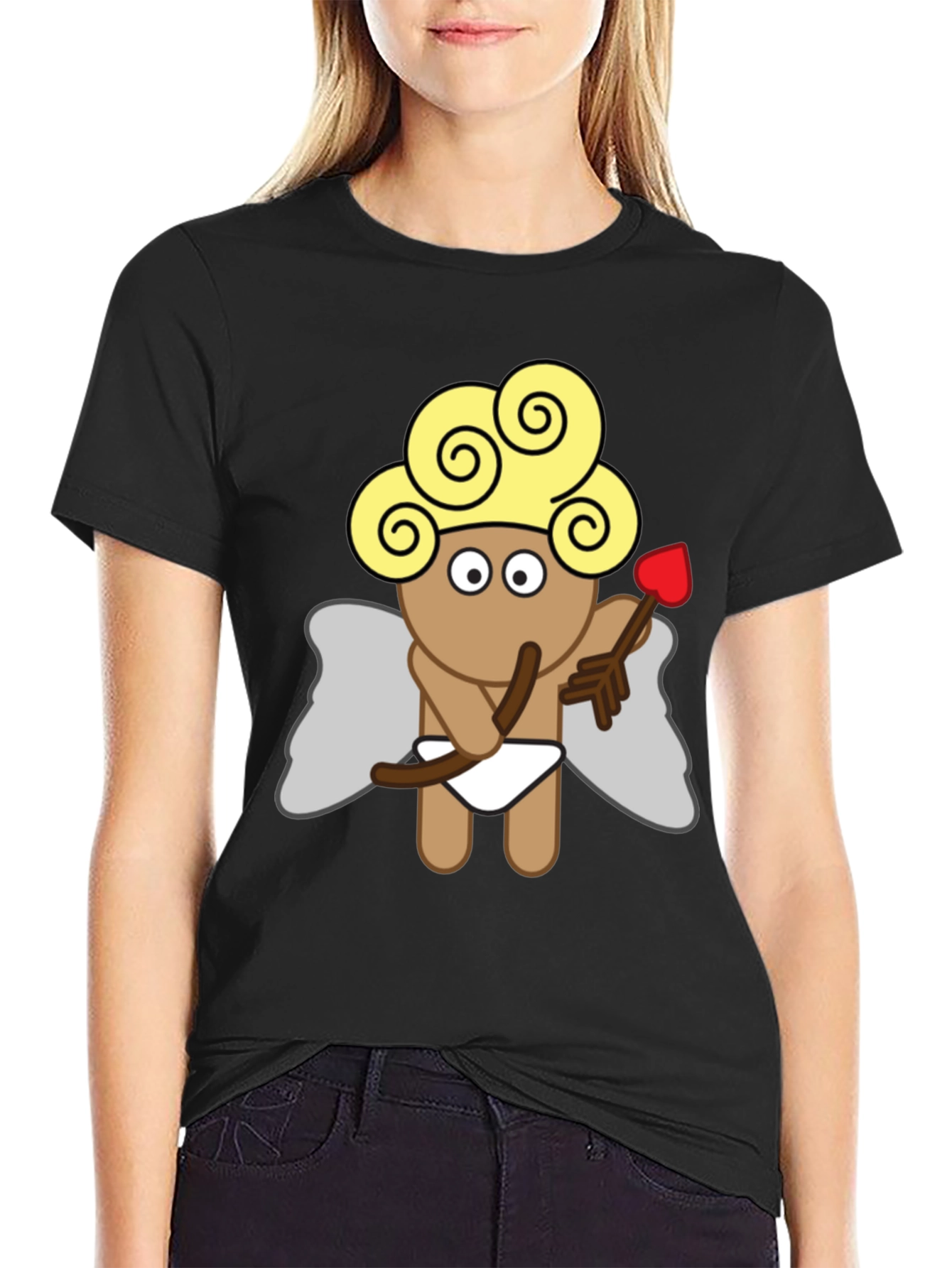 Cupid Graphic Tee - Black Cotton T-Shirt