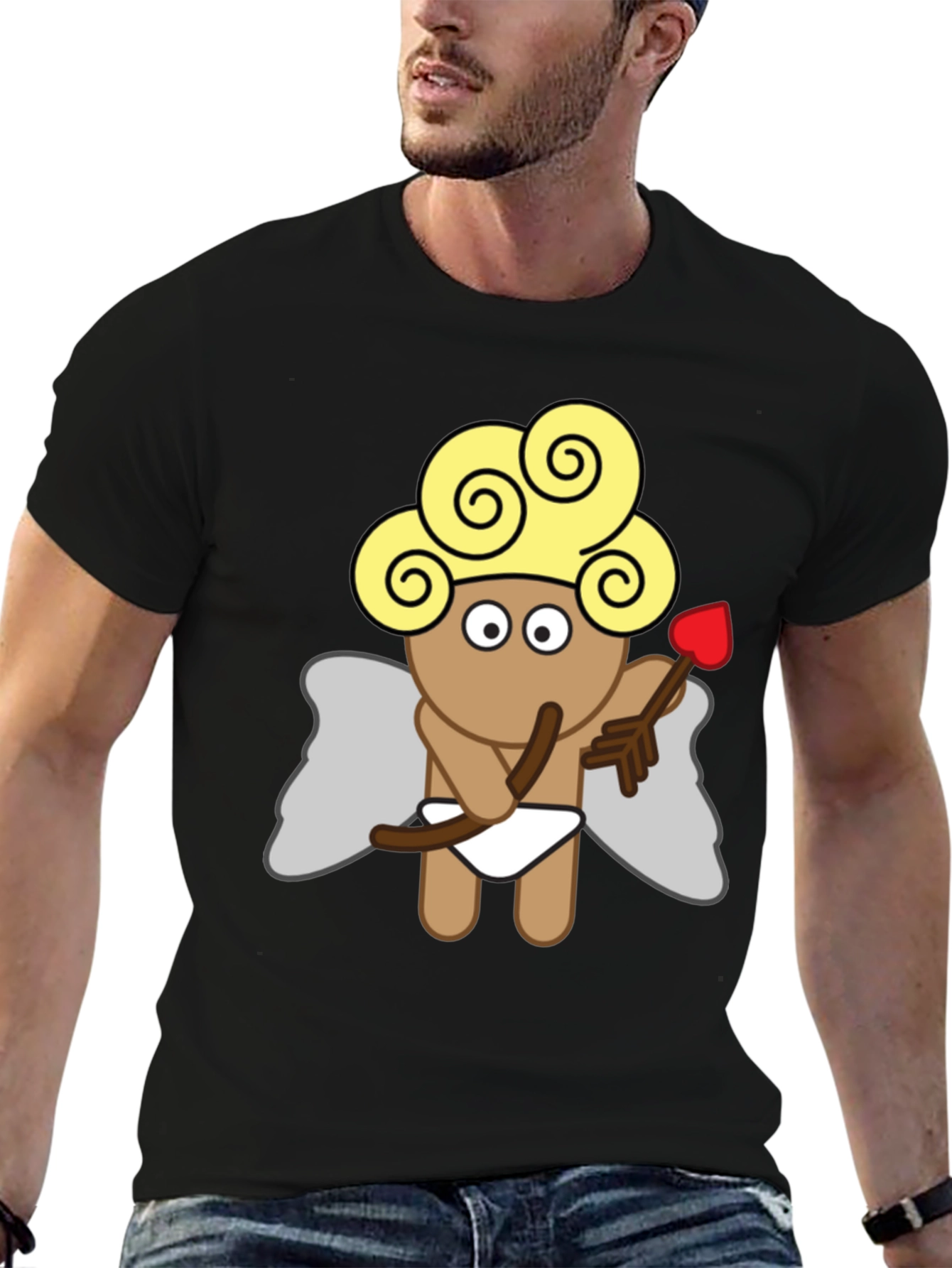 Cupid Graphic Tee - Black Cotton T-Shirt