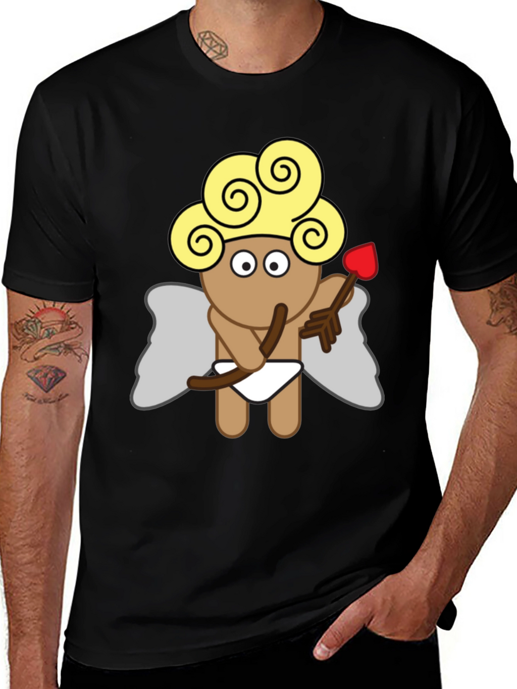 Cupid Graphic Tee - Black Cotton T-Shirt