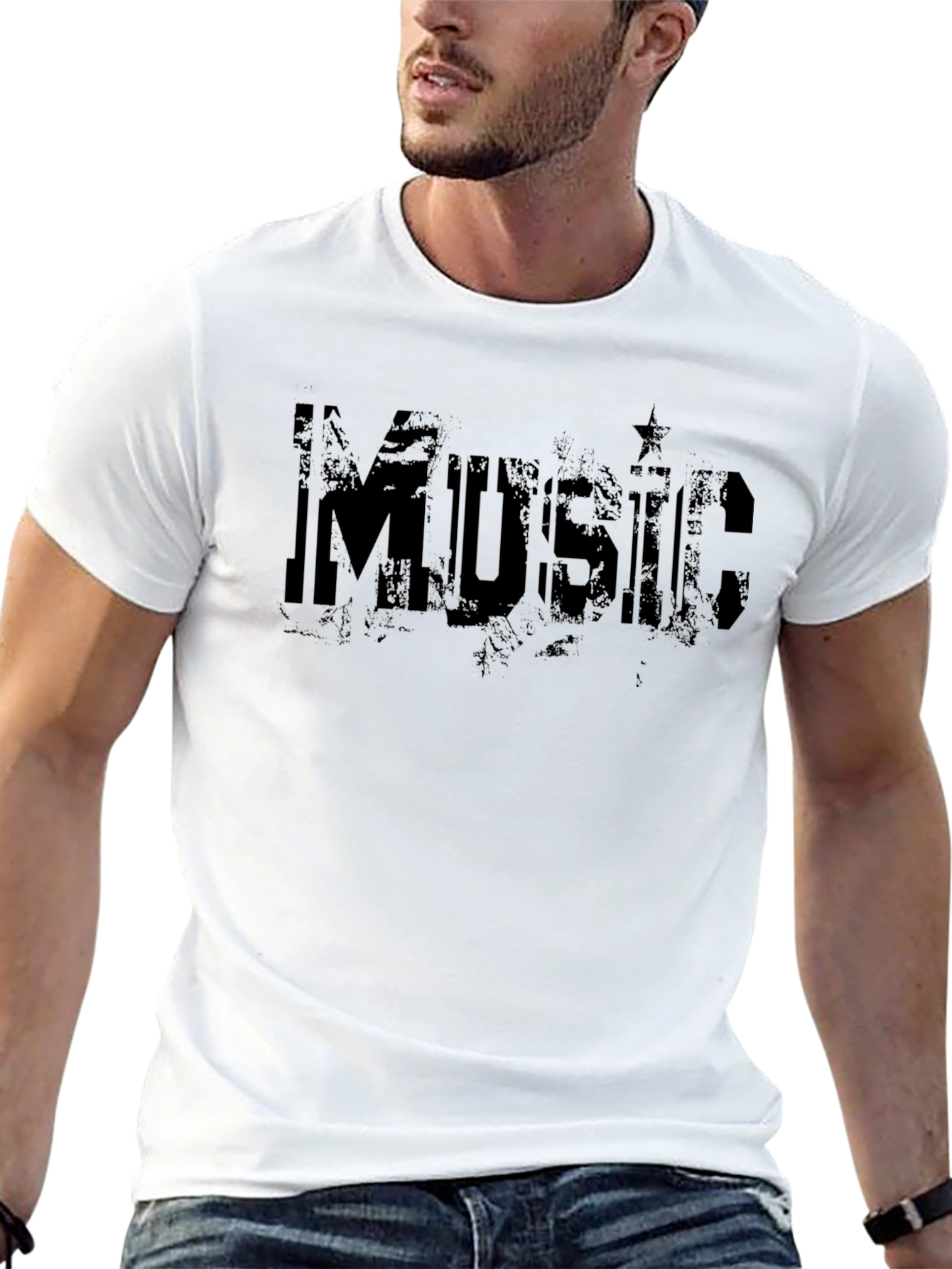 Grunge Music Graphic Tee - Black Cotton Comfort