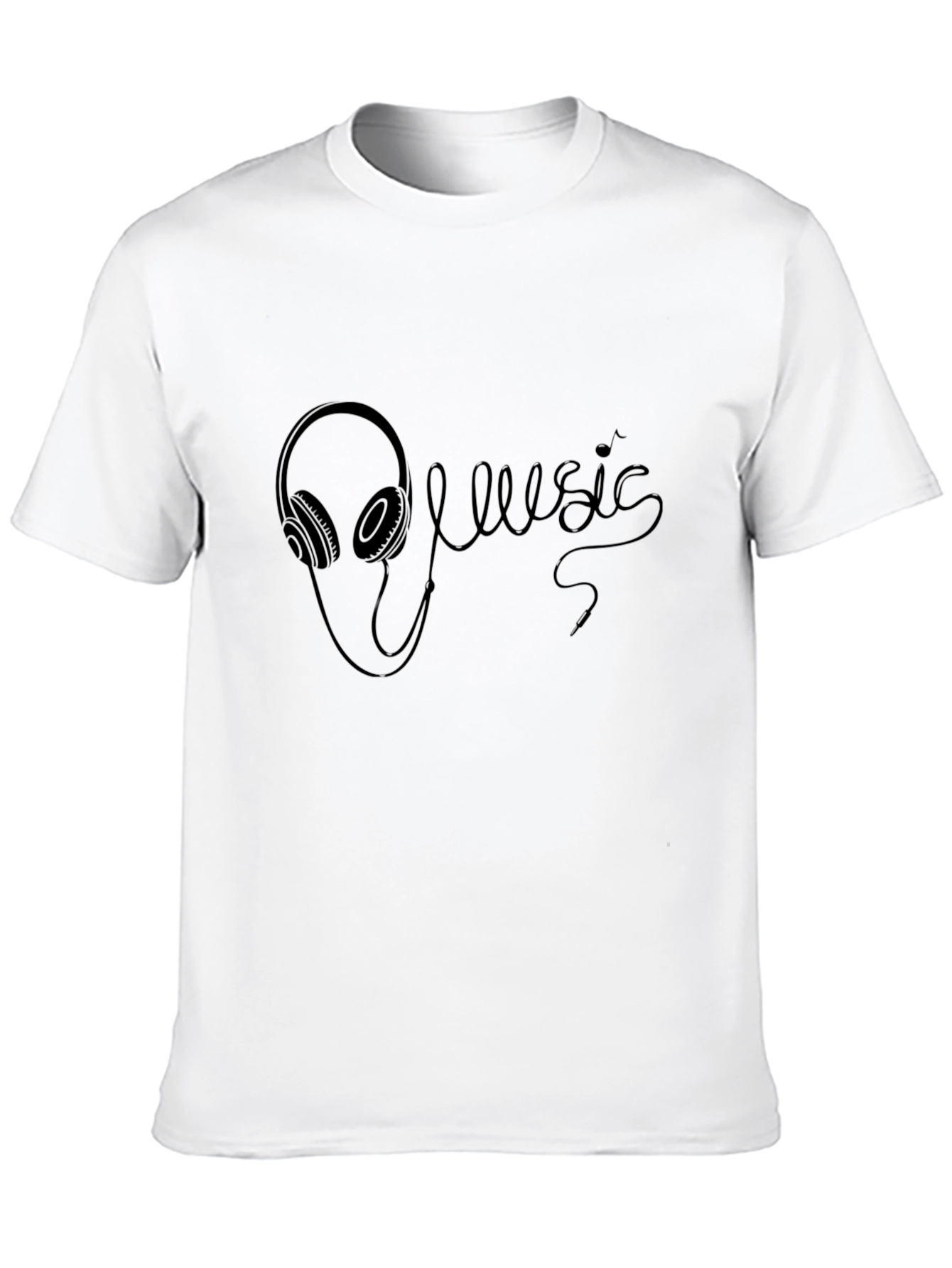 Music Headphones Black T-Shirt
