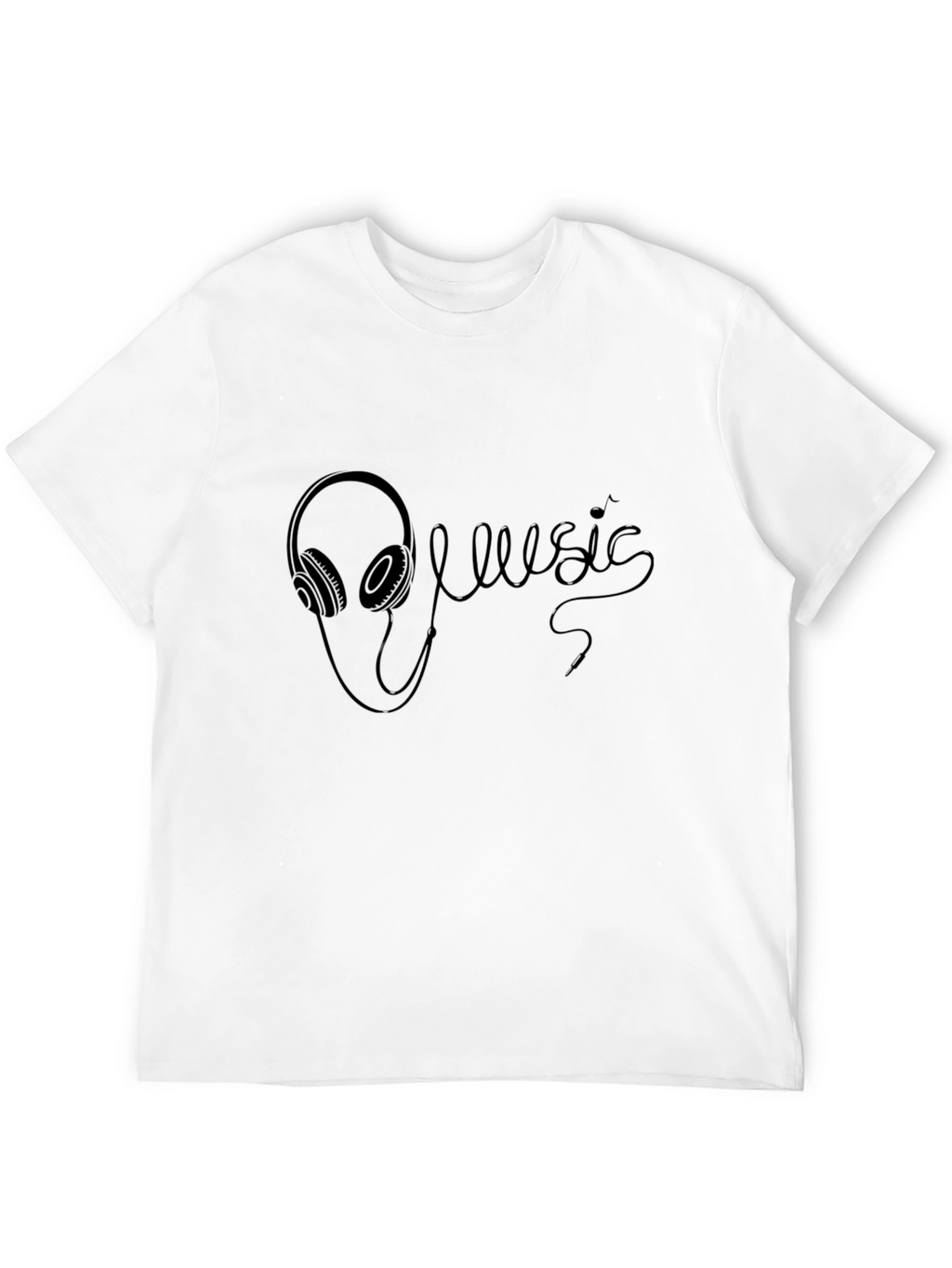 Music Headphones Black T-Shirt