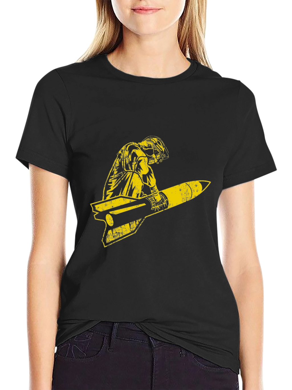 Retro Pilot Missile Ride Graphic T-Shirt