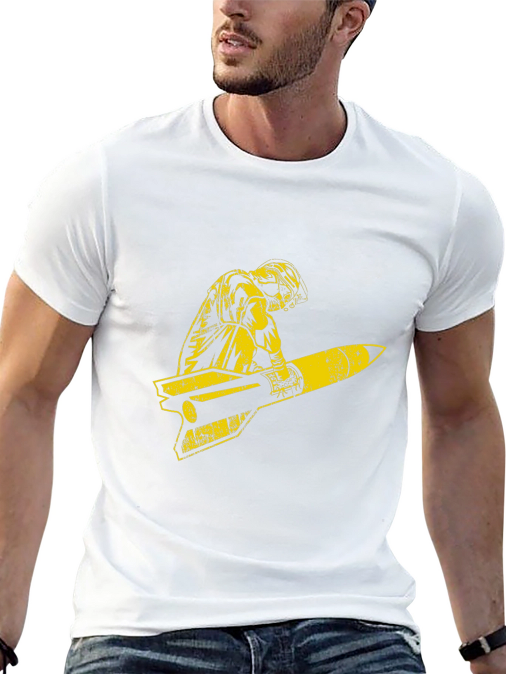 Retro Pilot Missile Ride Graphic T-Shirt