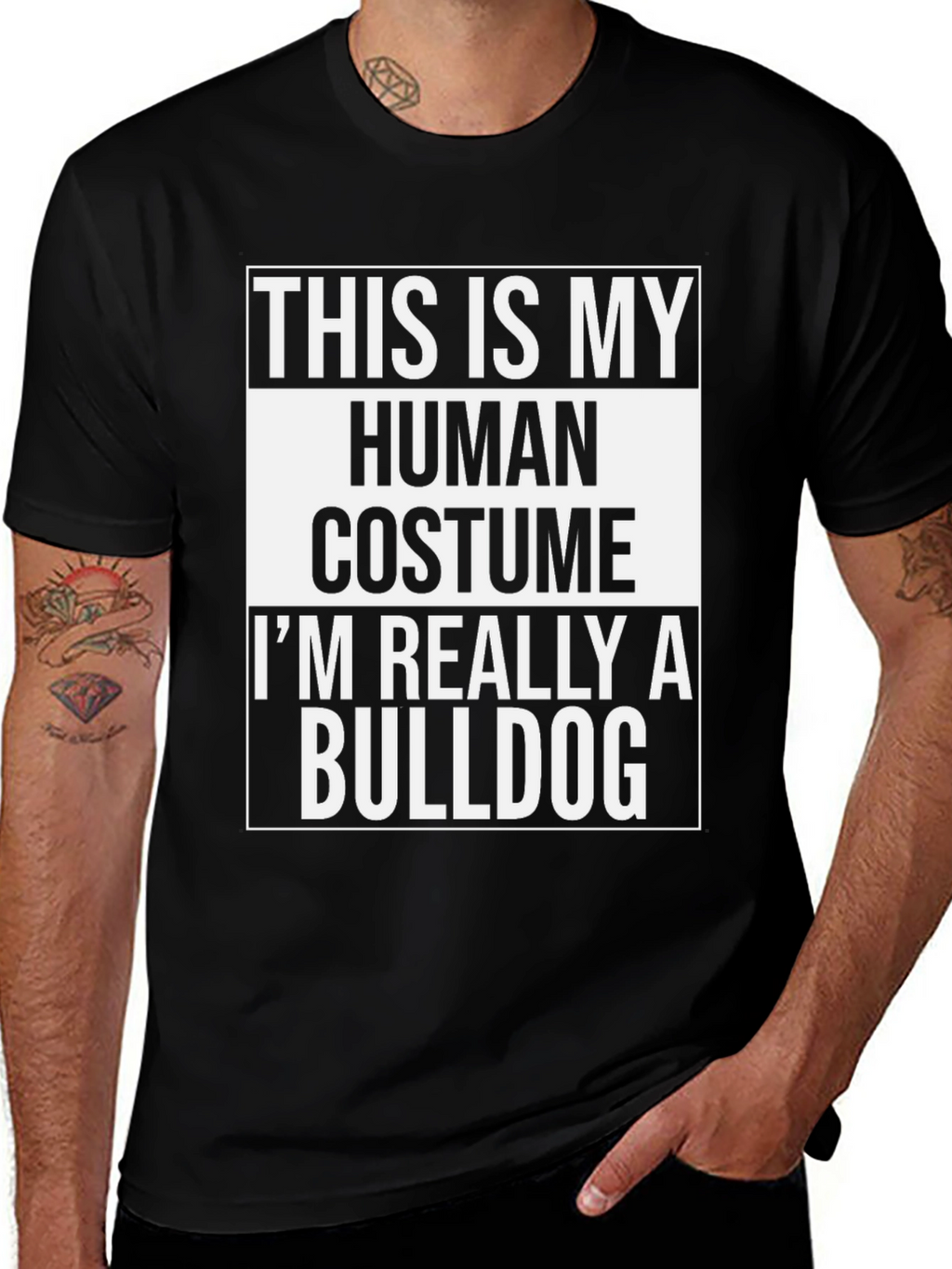 Human Costume Bulldog T-Shirt - Funny Dog Lover Tee