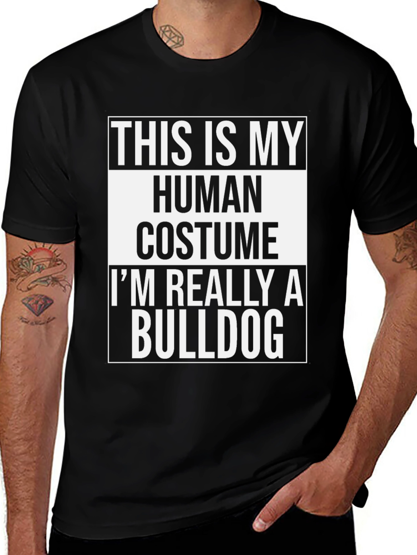 Human Costume Bulldog T-Shirt - Funny Dog Lover Tee