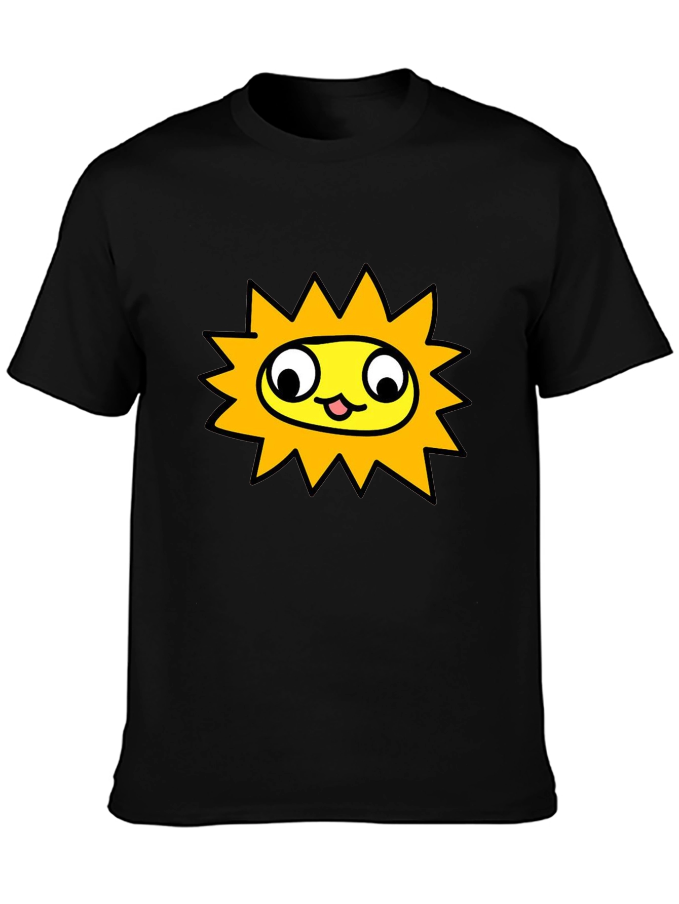 Sunny Character Graphic Tee - Black Crew Neck Shirt