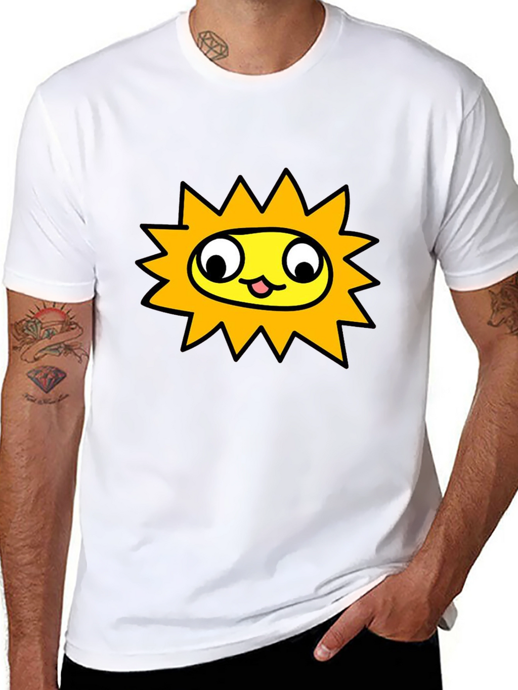 Sunny Character Graphic Tee - Black Crew Neck Shirt