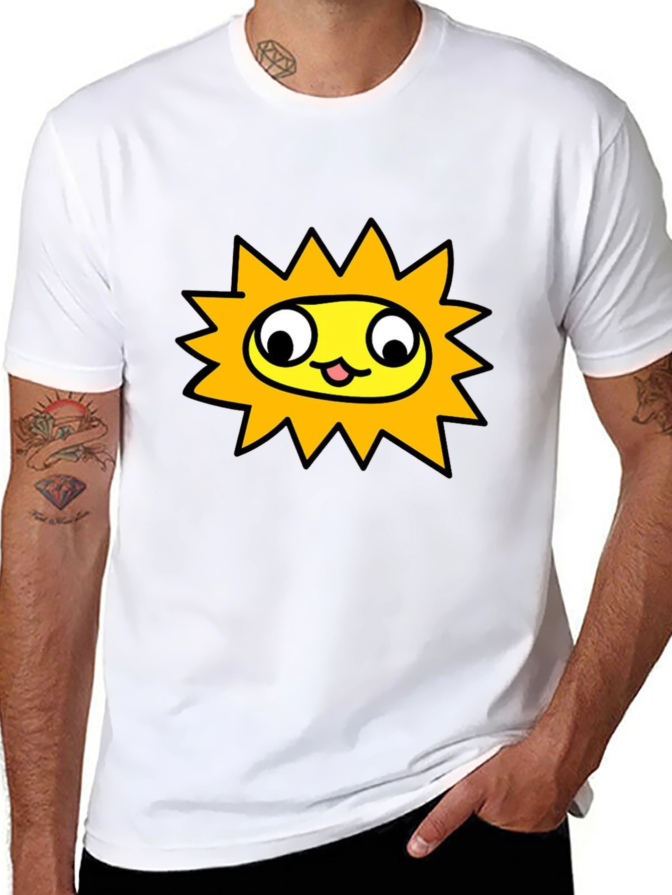 Sunny Character Graphic Tee - Black Crew Neck Shirt