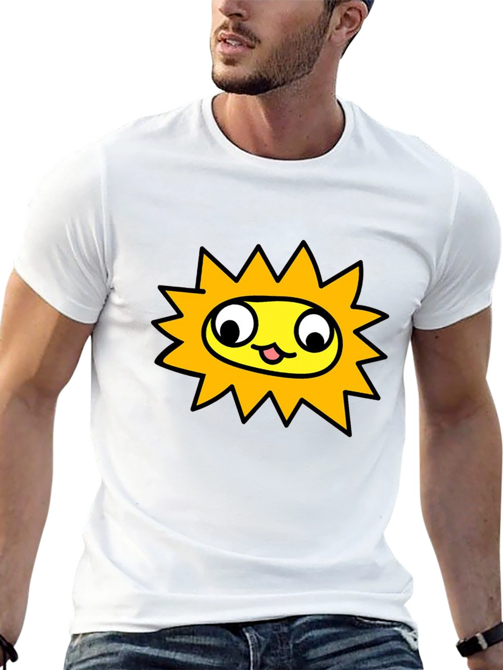 Sunny Character Graphic Tee - Black Crew Neck Shirt