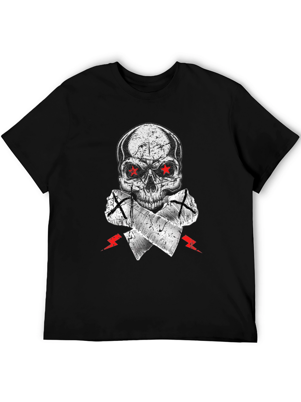Skull Graphic Tee - Red Star Eyes