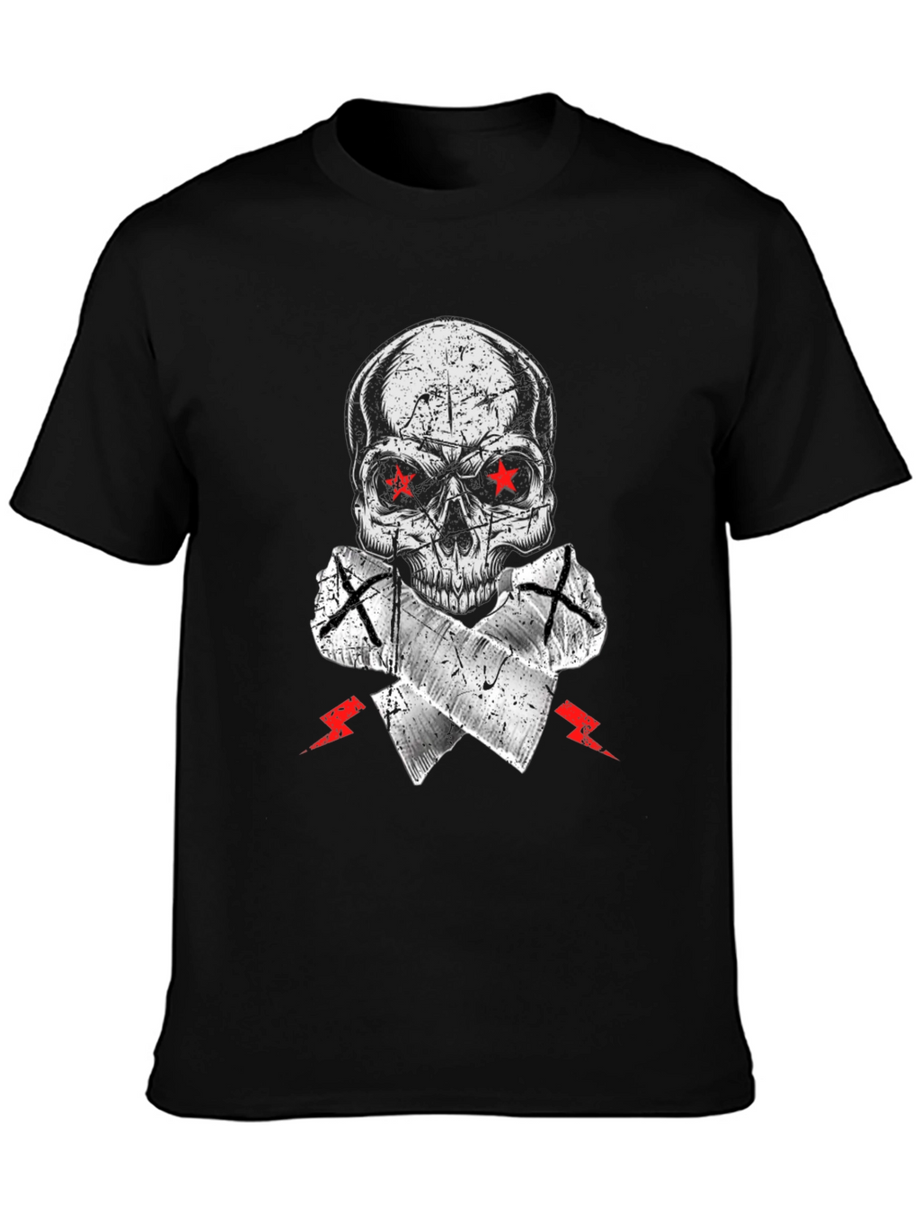 Skull Graphic Tee - Red Star Eyes