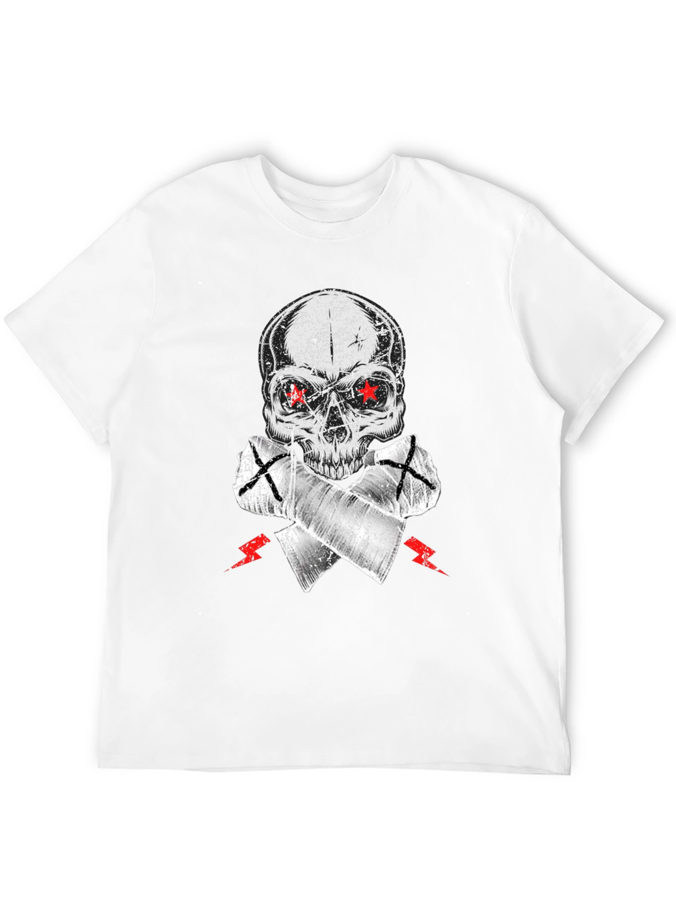 Skull Graphic Tee - Red Star Eyes