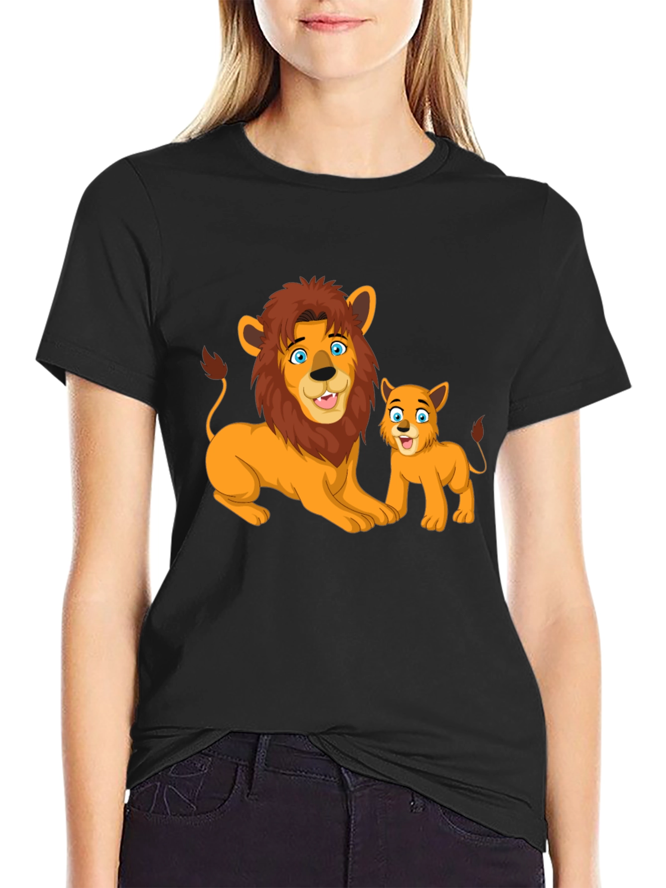 Lion & Cub Graphic T-Shirt - Black