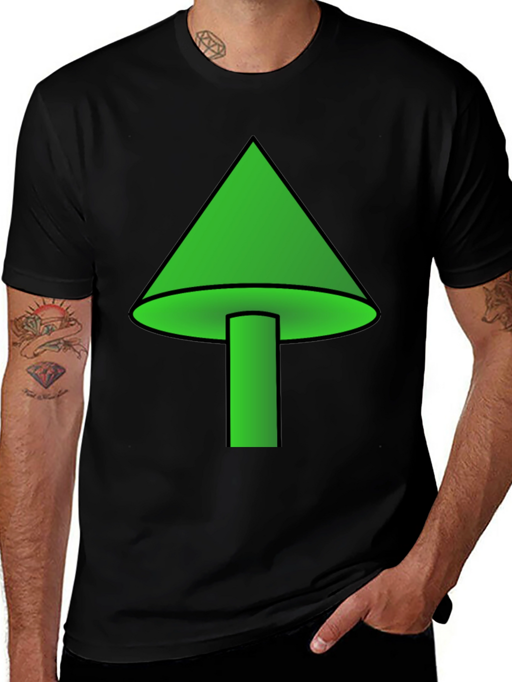 Green Mushroom Graphic T-Shirt - Casual Wear