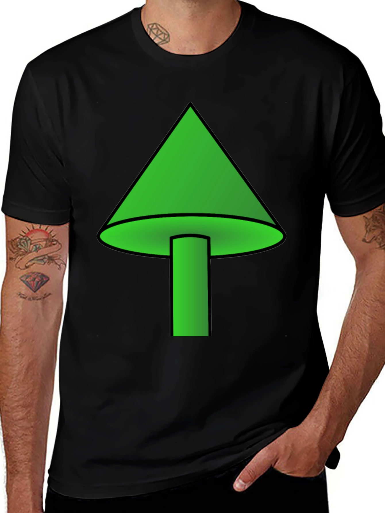 Green Mushroom Graphic T-Shirt - Casual Wear