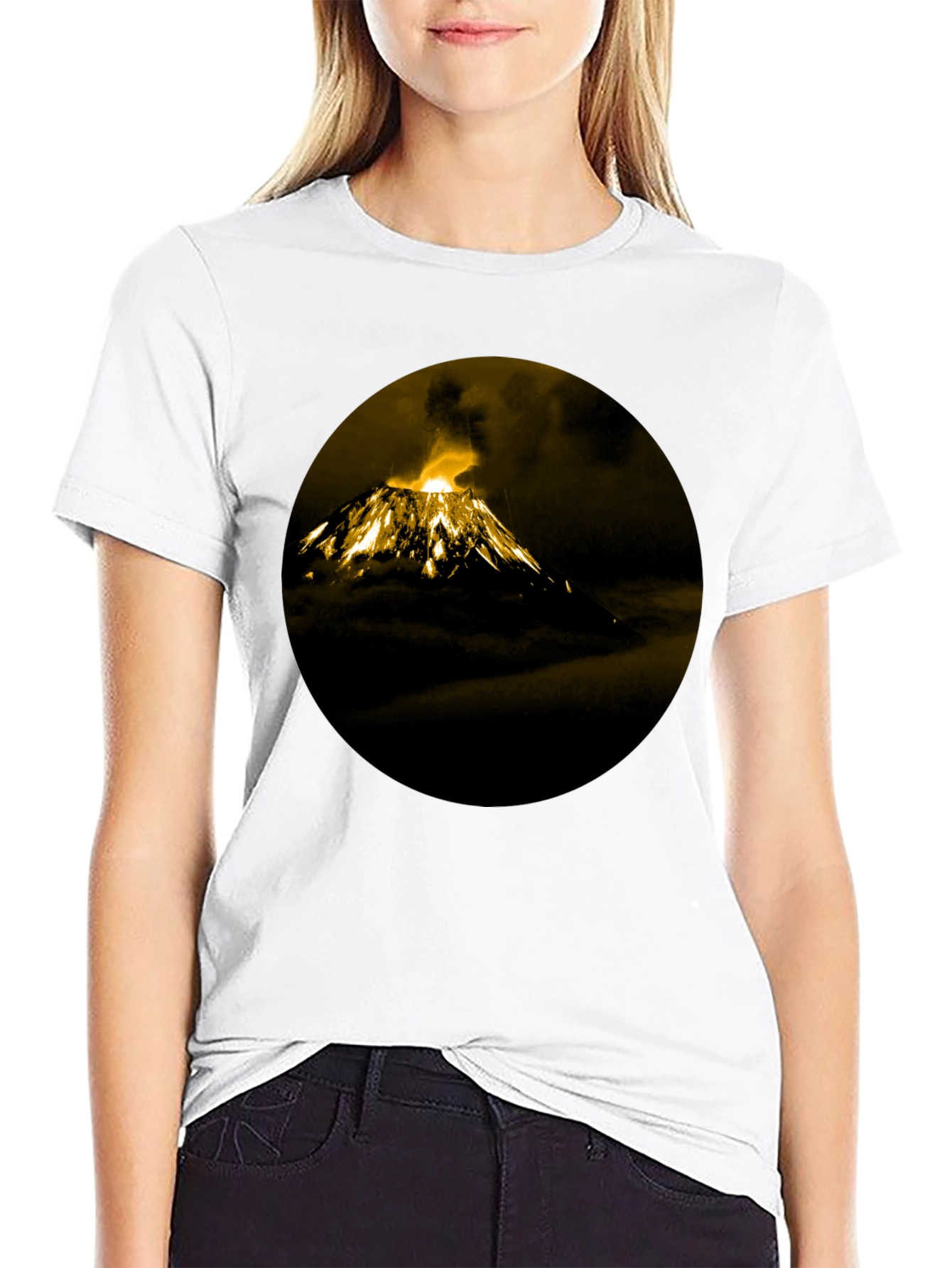 Volcano Print Black T-Shirt