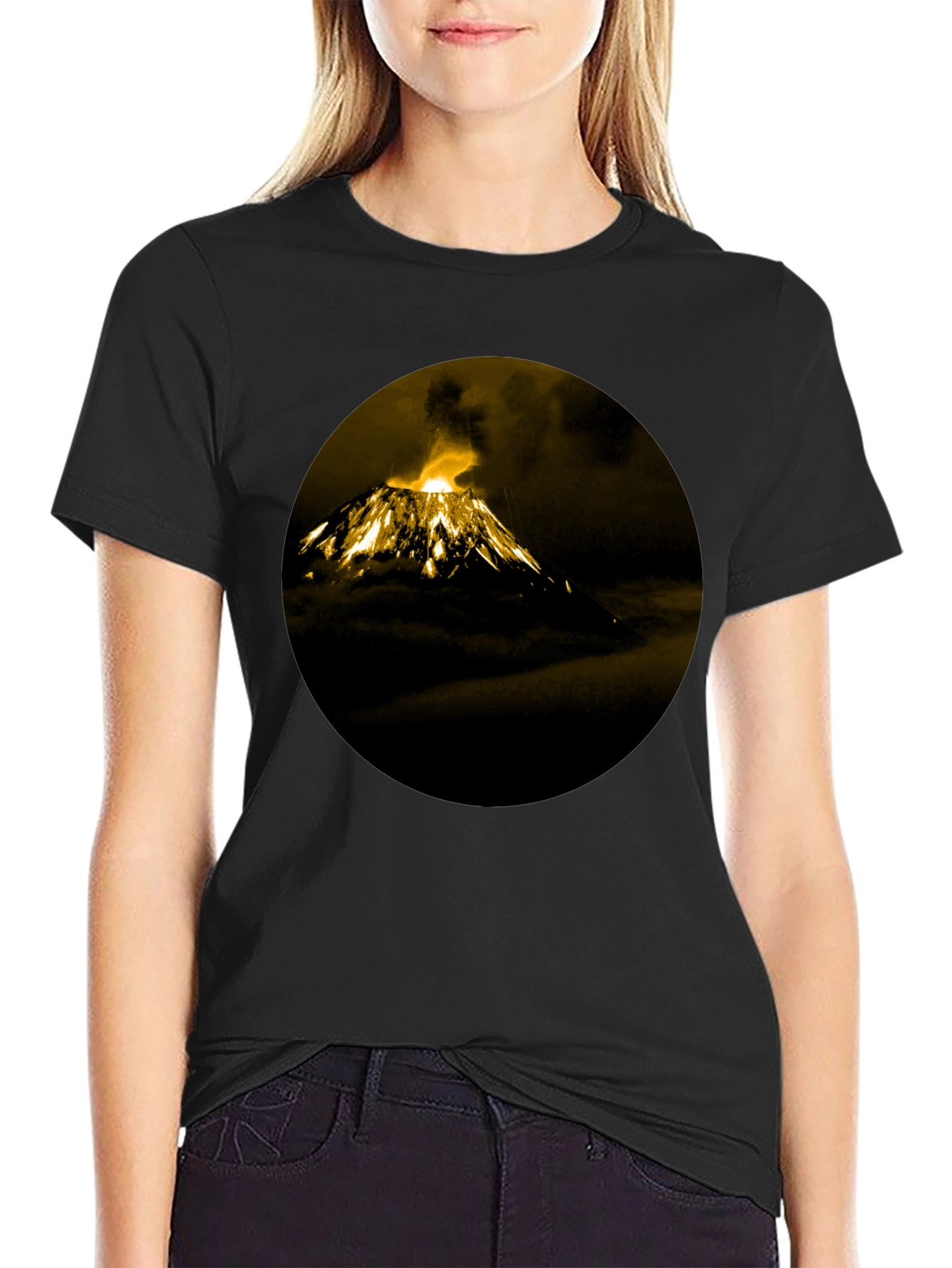 Volcano Print Black T-Shirt