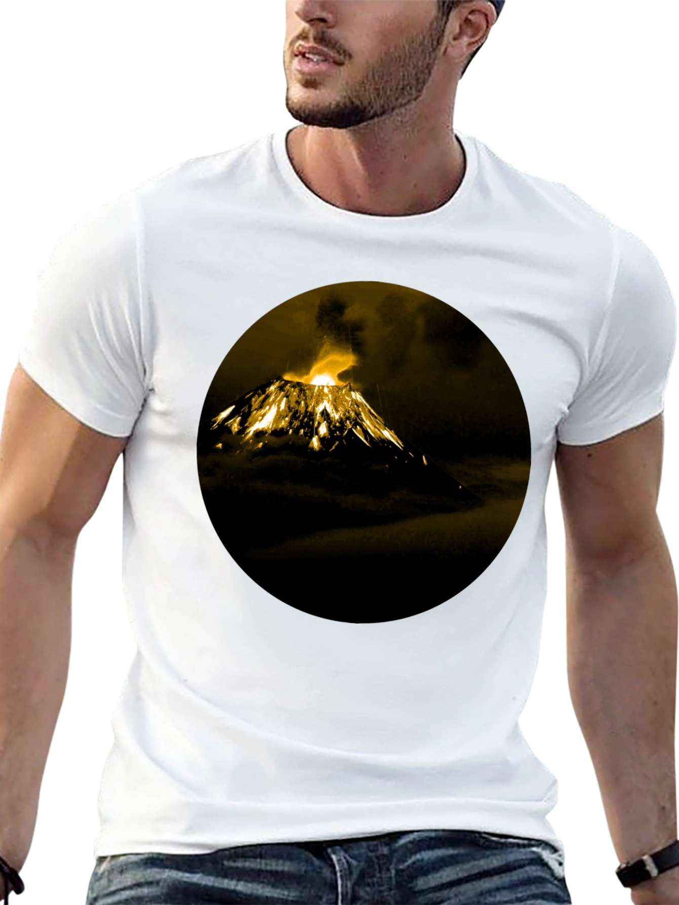 Volcano Print Black T-Shirt