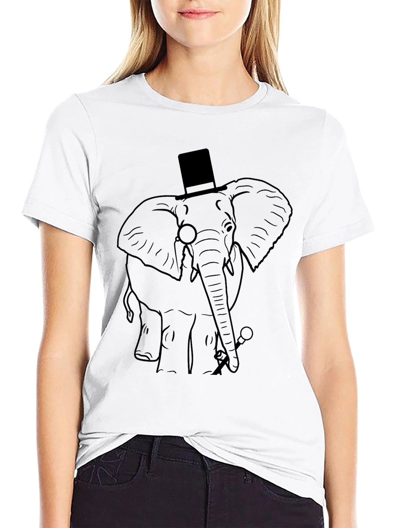 Elephant Top Hat T-Shirt - Unique Graphic Tee