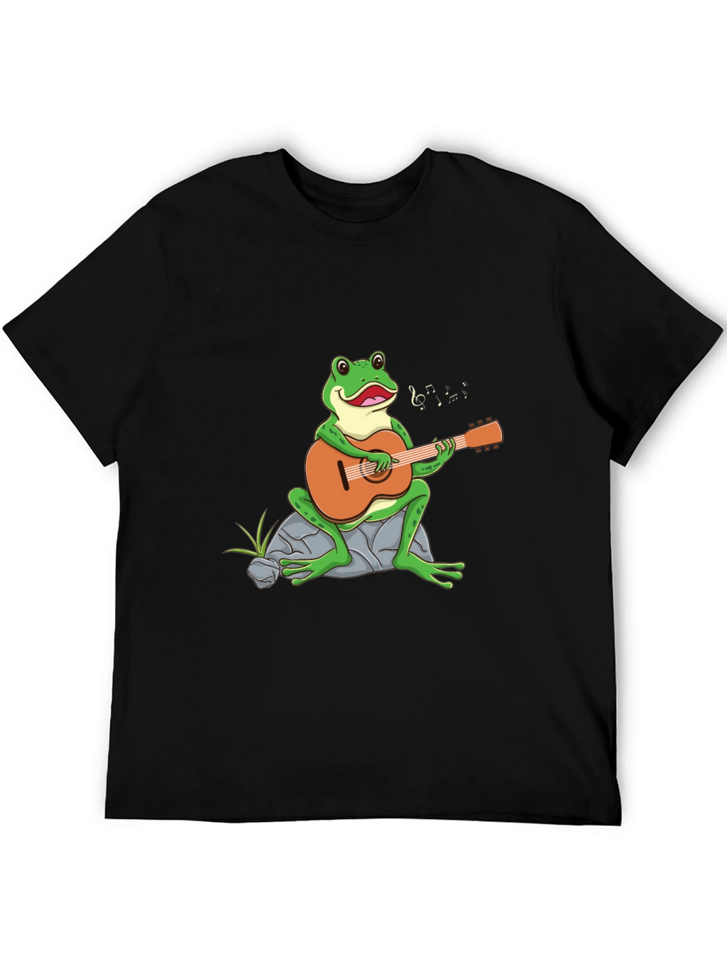 Frog Playing Guitar Graphic Tee - Black T-Shirt