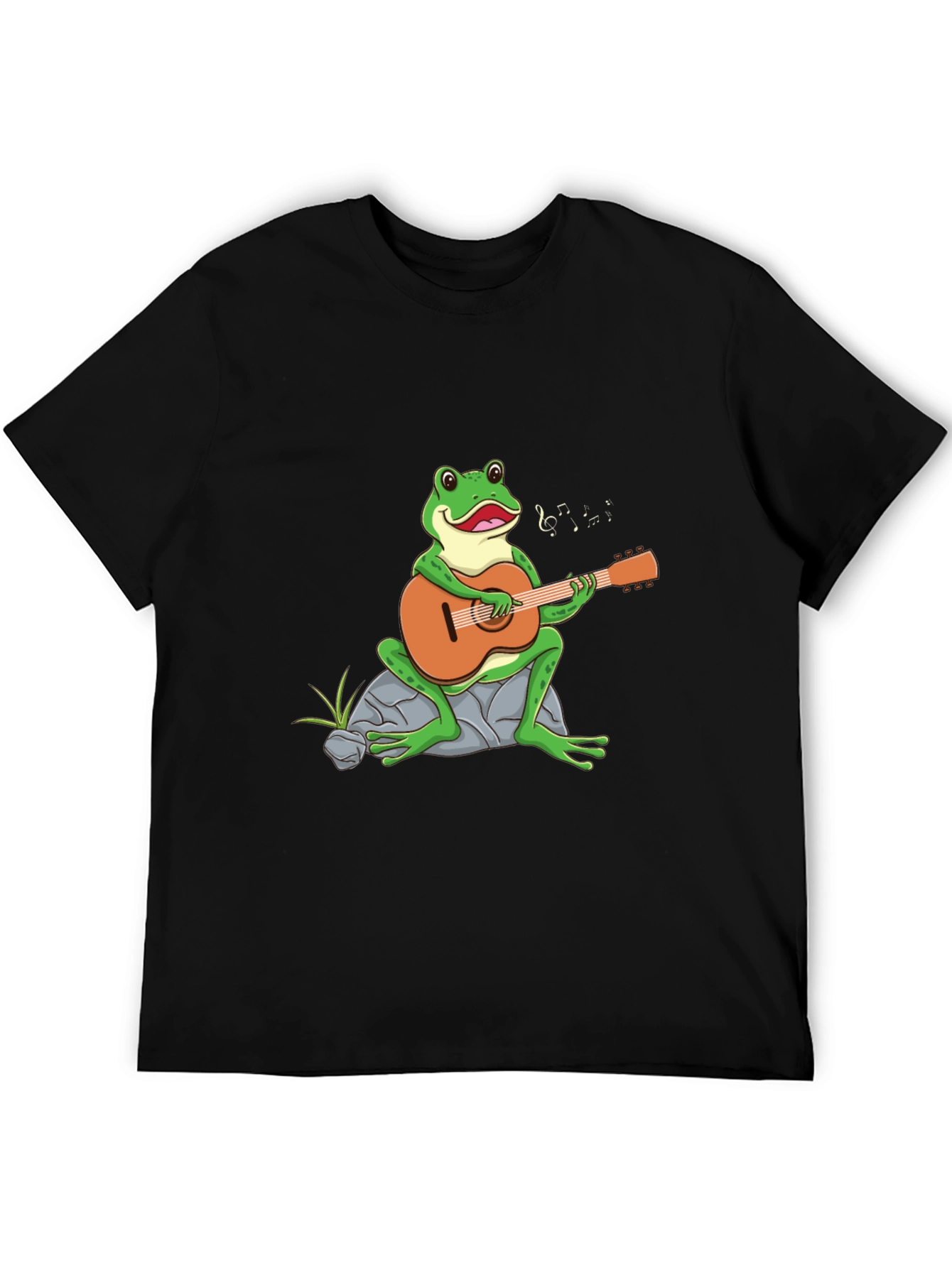 Frog Playing Guitar Graphic Tee - Black T-Shirt