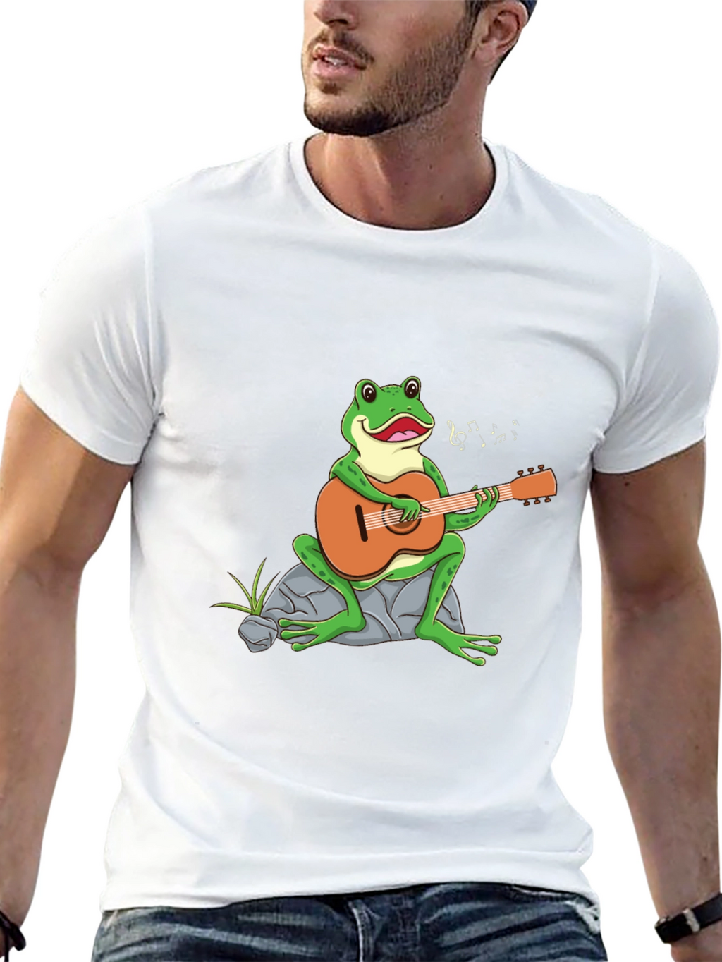 Frog Playing Guitar Graphic Tee - Black T-Shirt