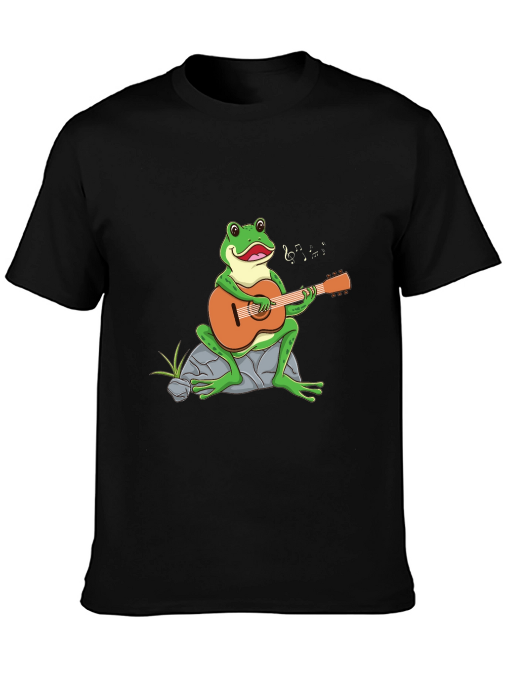 Frog Playing Guitar Graphic Tee - Black T-Shirt