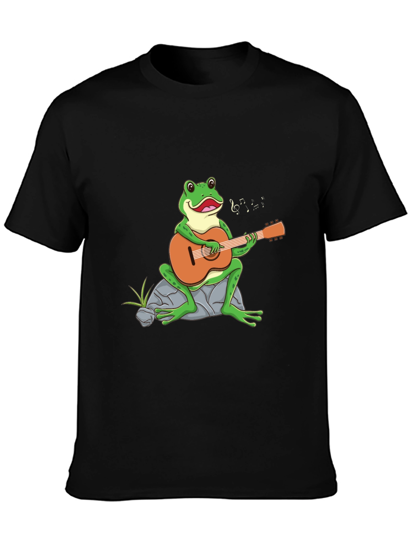 Frog Playing Guitar Graphic Tee - Black T-Shirt