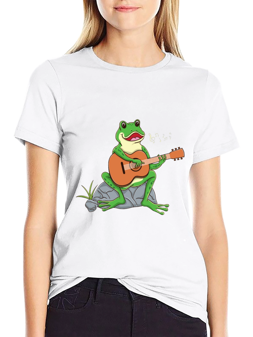 Frog Playing Guitar Graphic Tee - Black T-Shirt