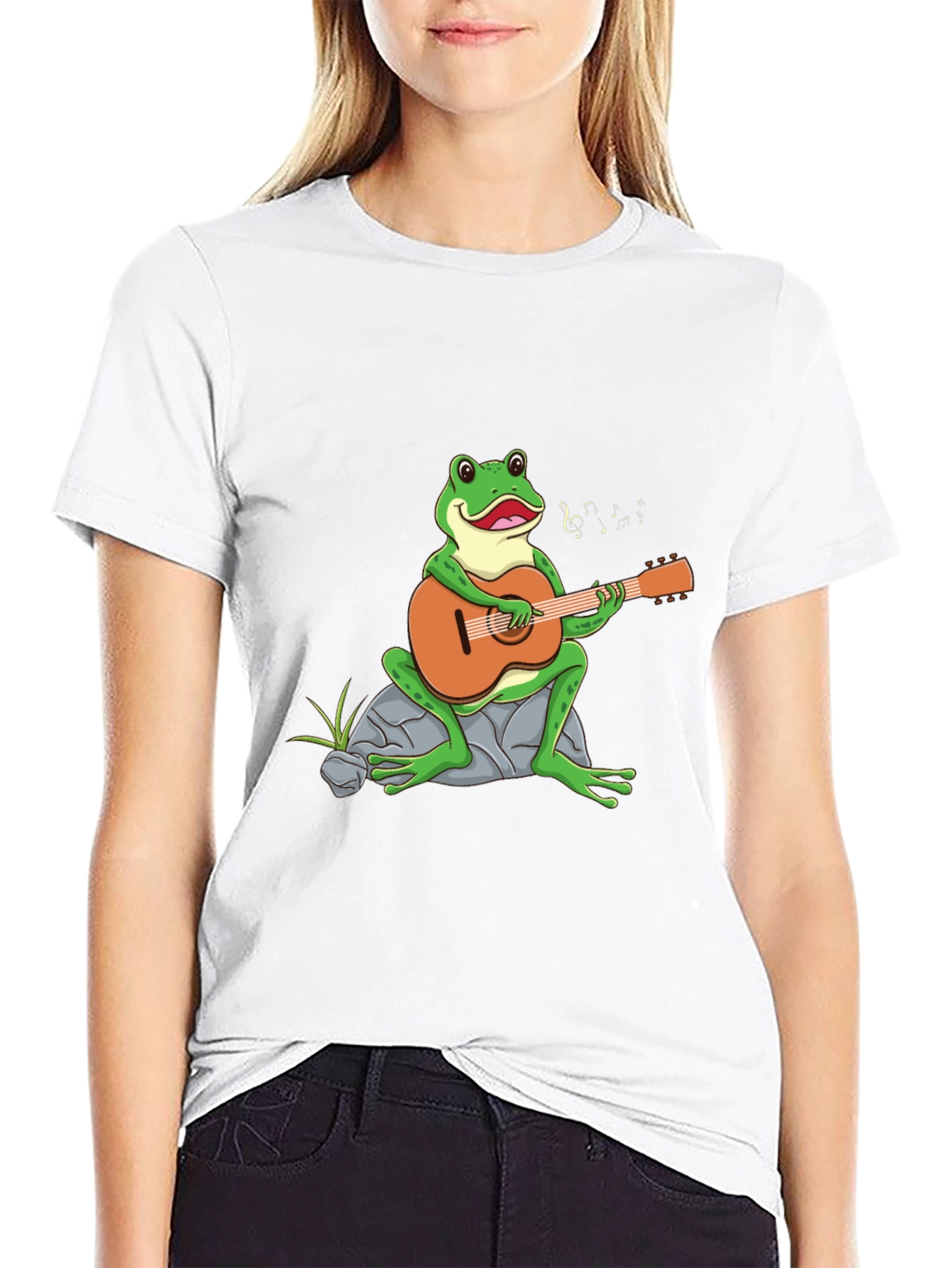 Frog Playing Guitar Graphic Tee - Black T-Shirt