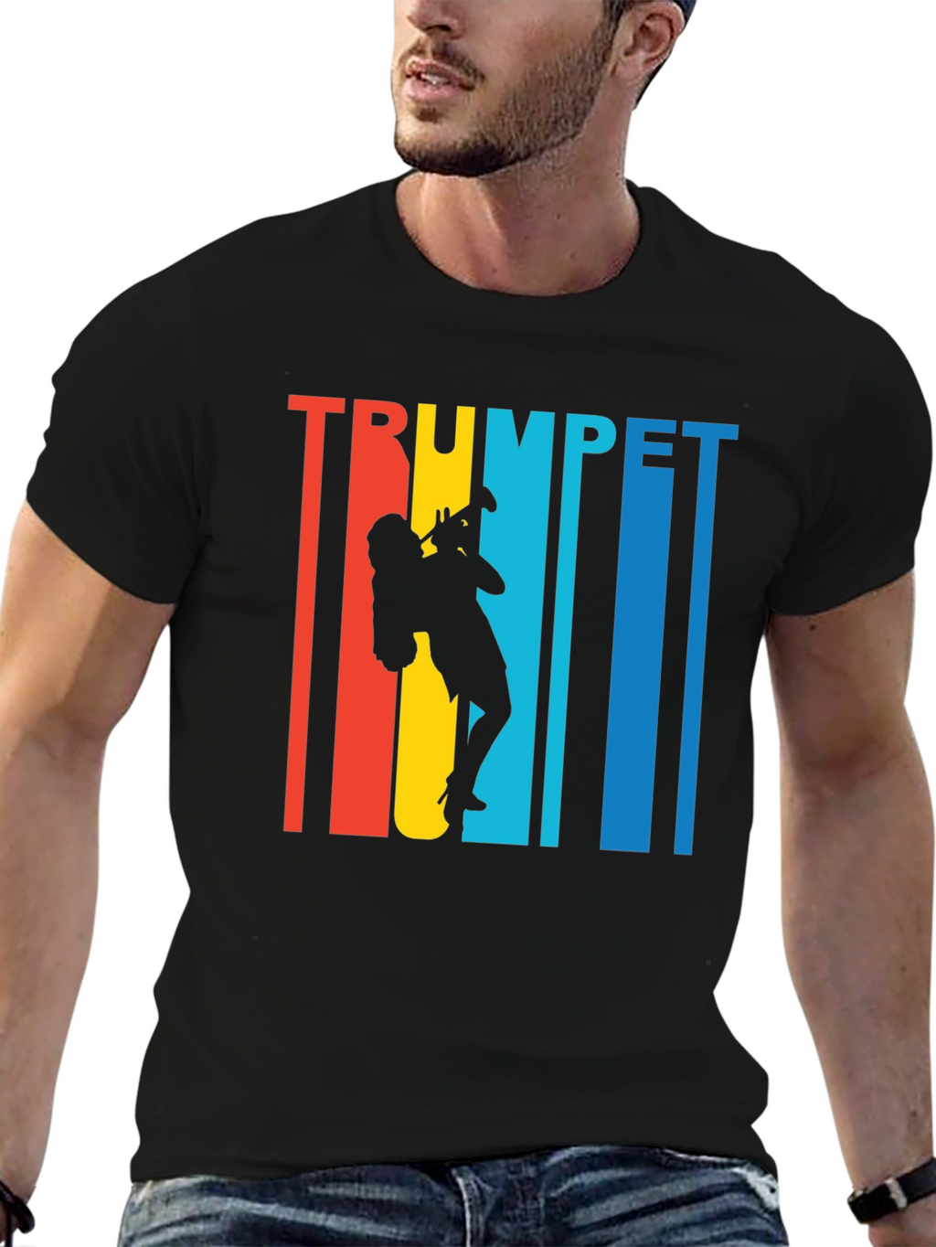 Trumpet Player Graphic Tee - Retro Style