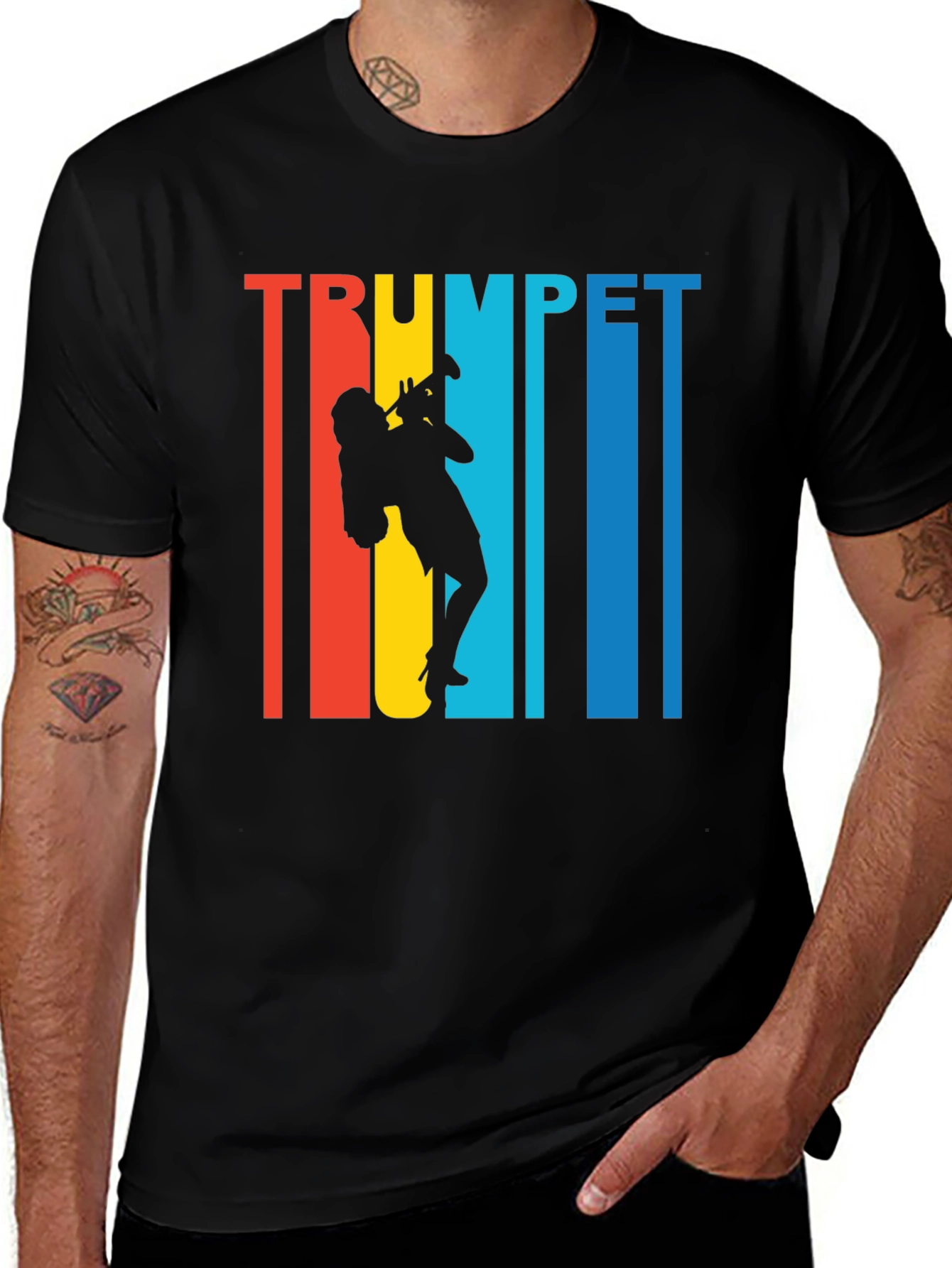 Trumpet Player Graphic Tee - Retro Style