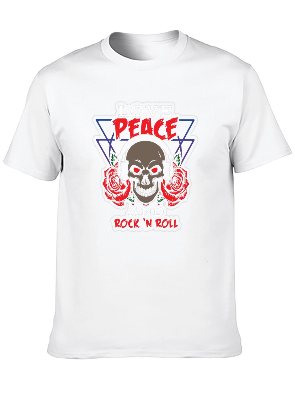 Love Peace Rock n Roll Skull Graphic Tee