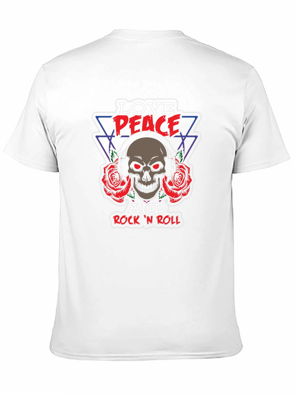 Love Peace Rock n Roll Skull Graphic Tee