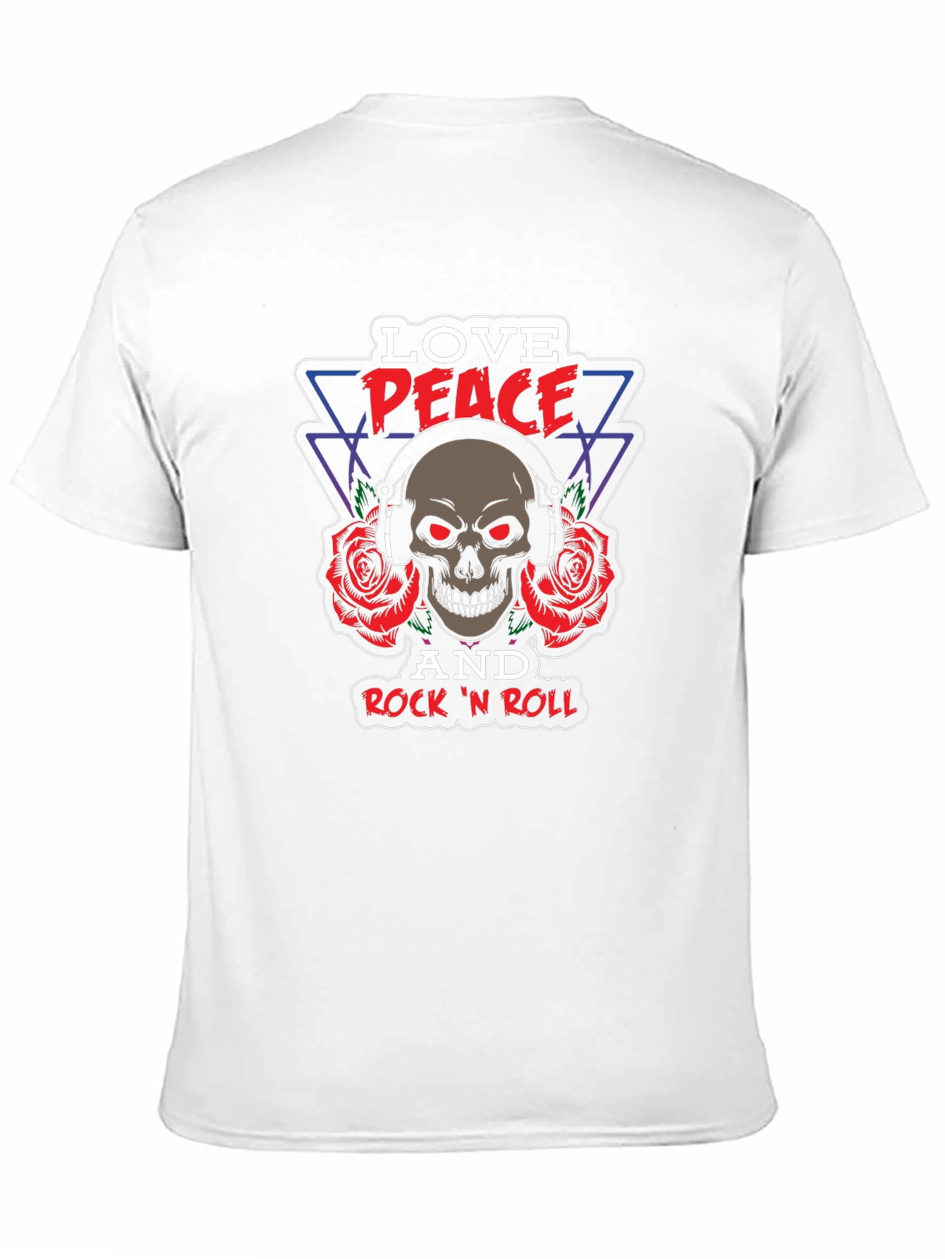 Love Peace Rock n Roll Skull Graphic Tee