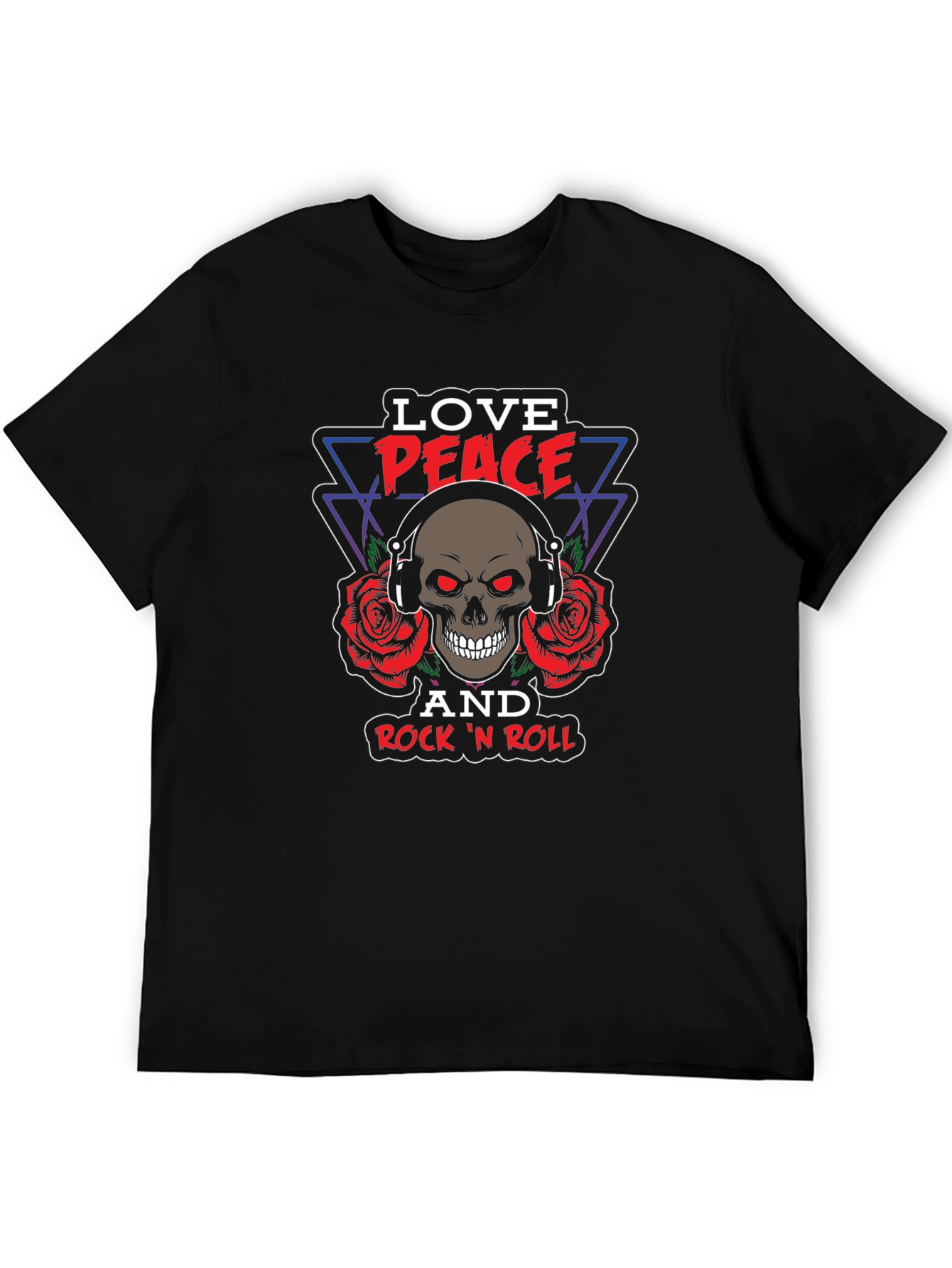 Love Peace Rock n Roll Skull Graphic Tee
