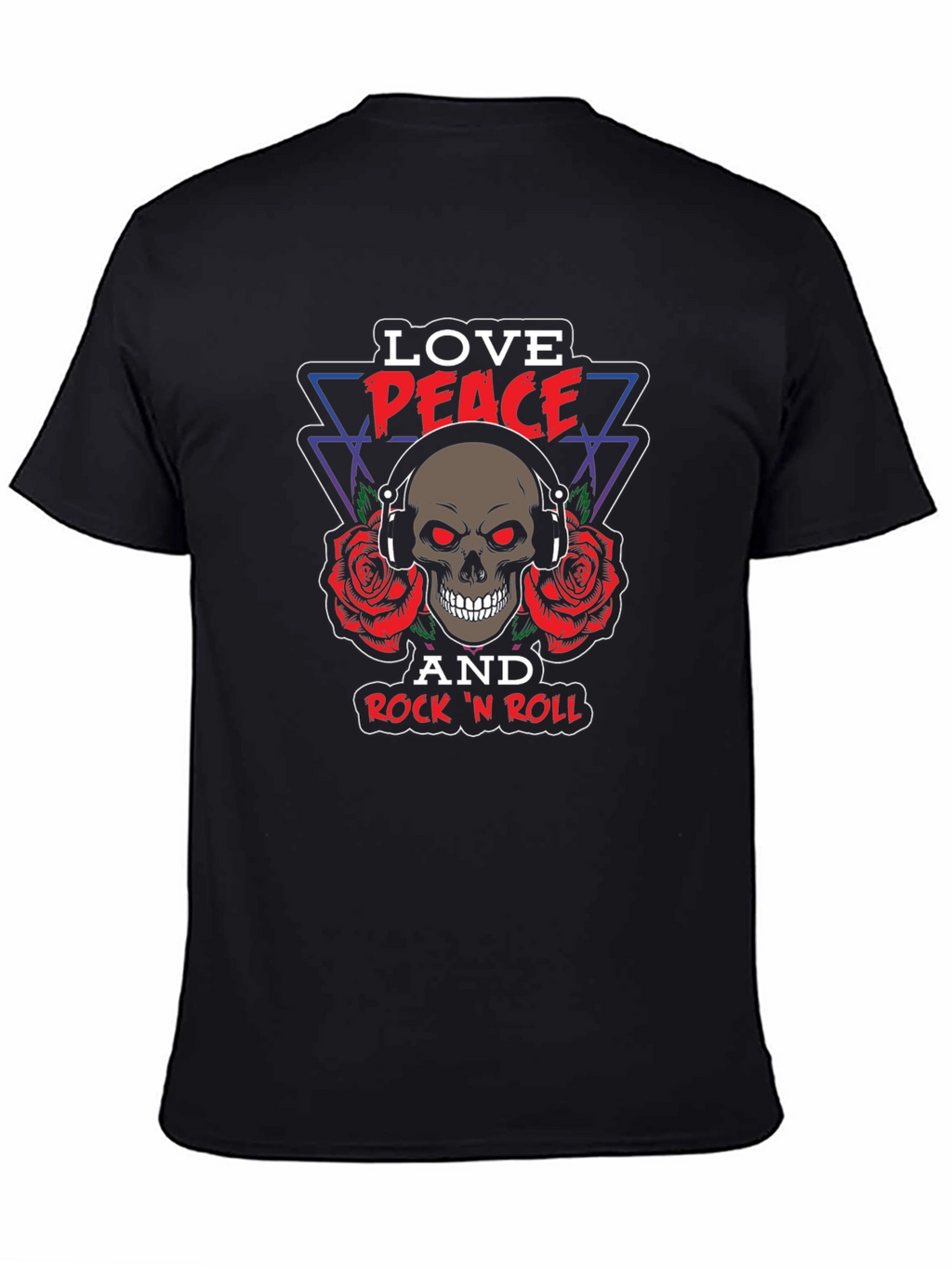 Love Peace Rock n Roll Skull Graphic Tee