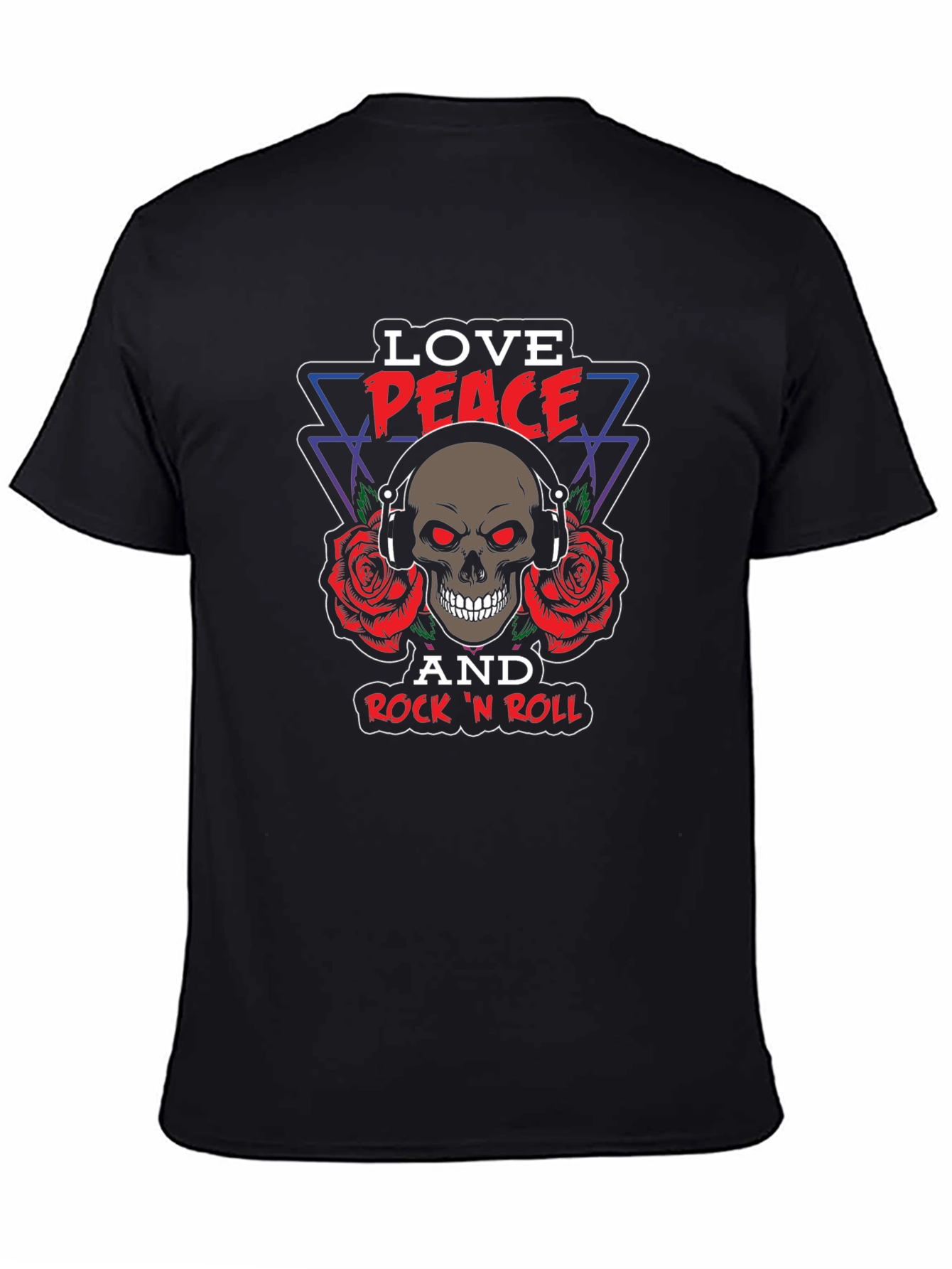 Love Peace Rock n Roll Skull Graphic Tee