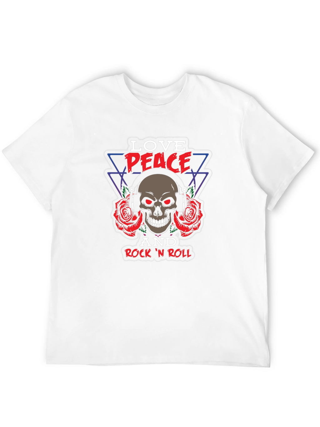 Love Peace Rock n Roll Skull Graphic Tee