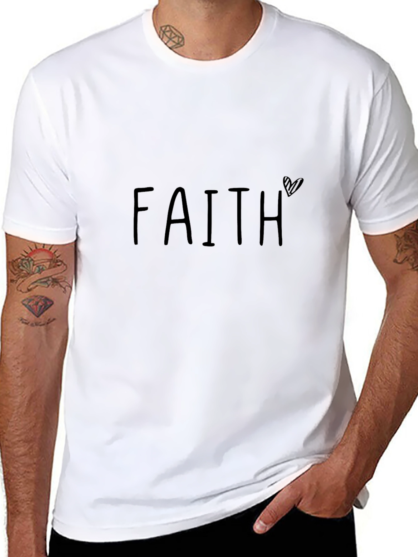Faith Heart Graphic Tee - Black Casual T-Shirt