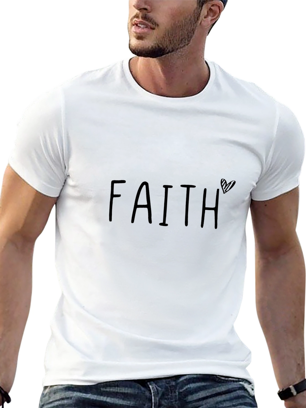 Faith Heart Graphic Tee - Black Casual T-Shirt