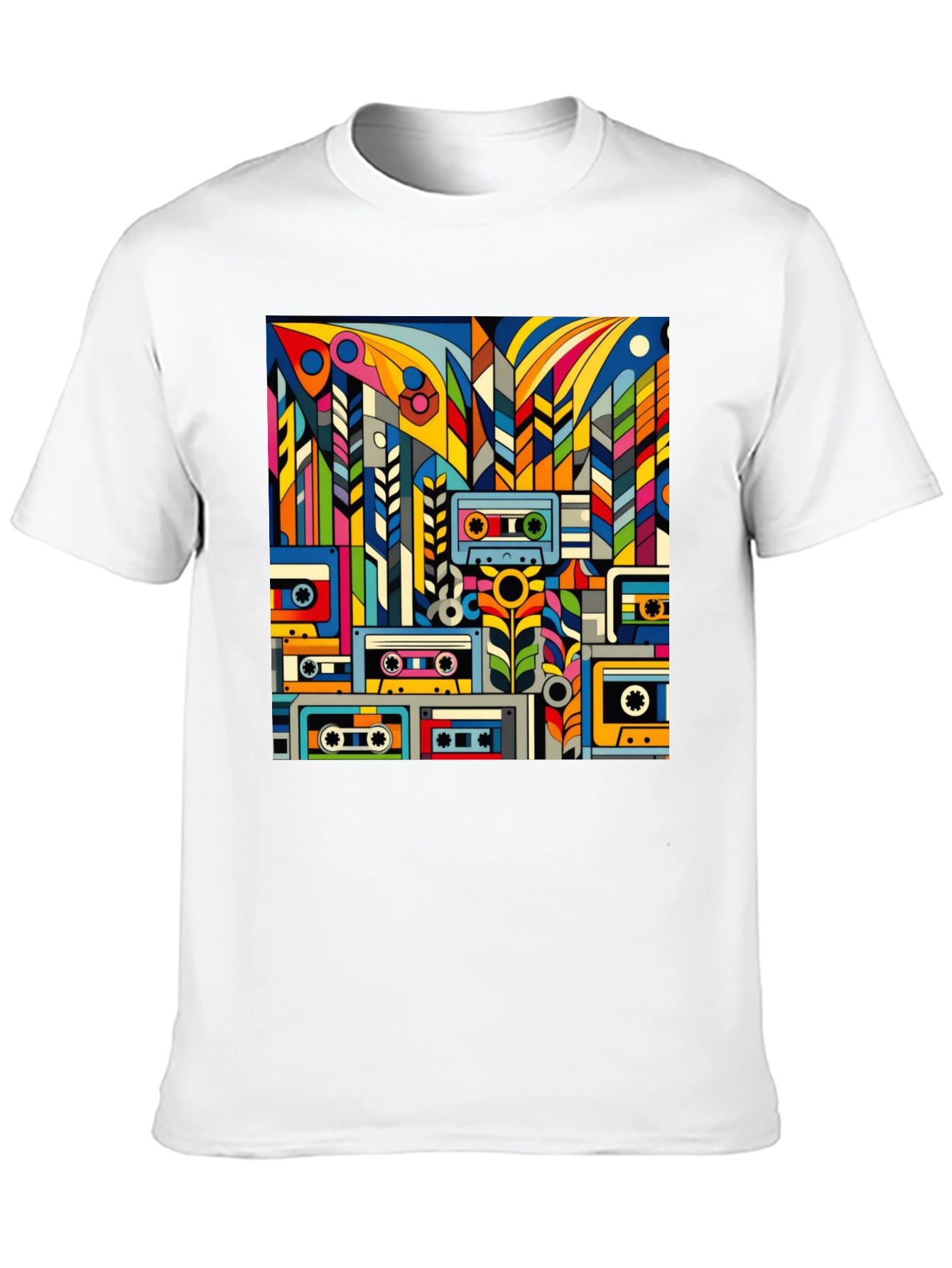 Retro Cassette Tape Art Black T-Shirt