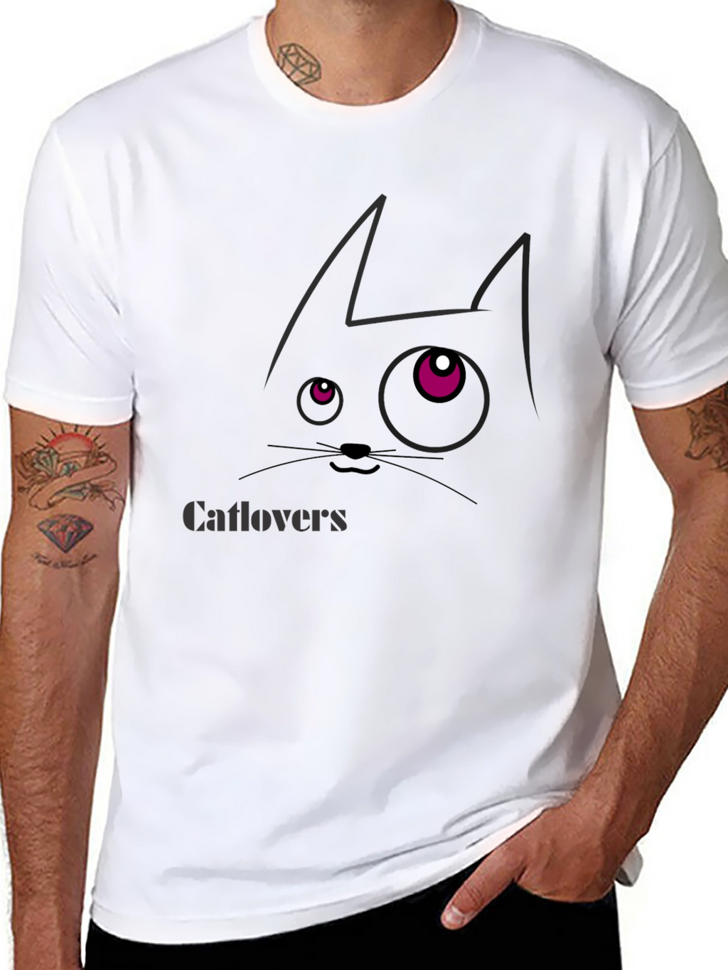 Catlovers Graphic Print Black T-Shirt