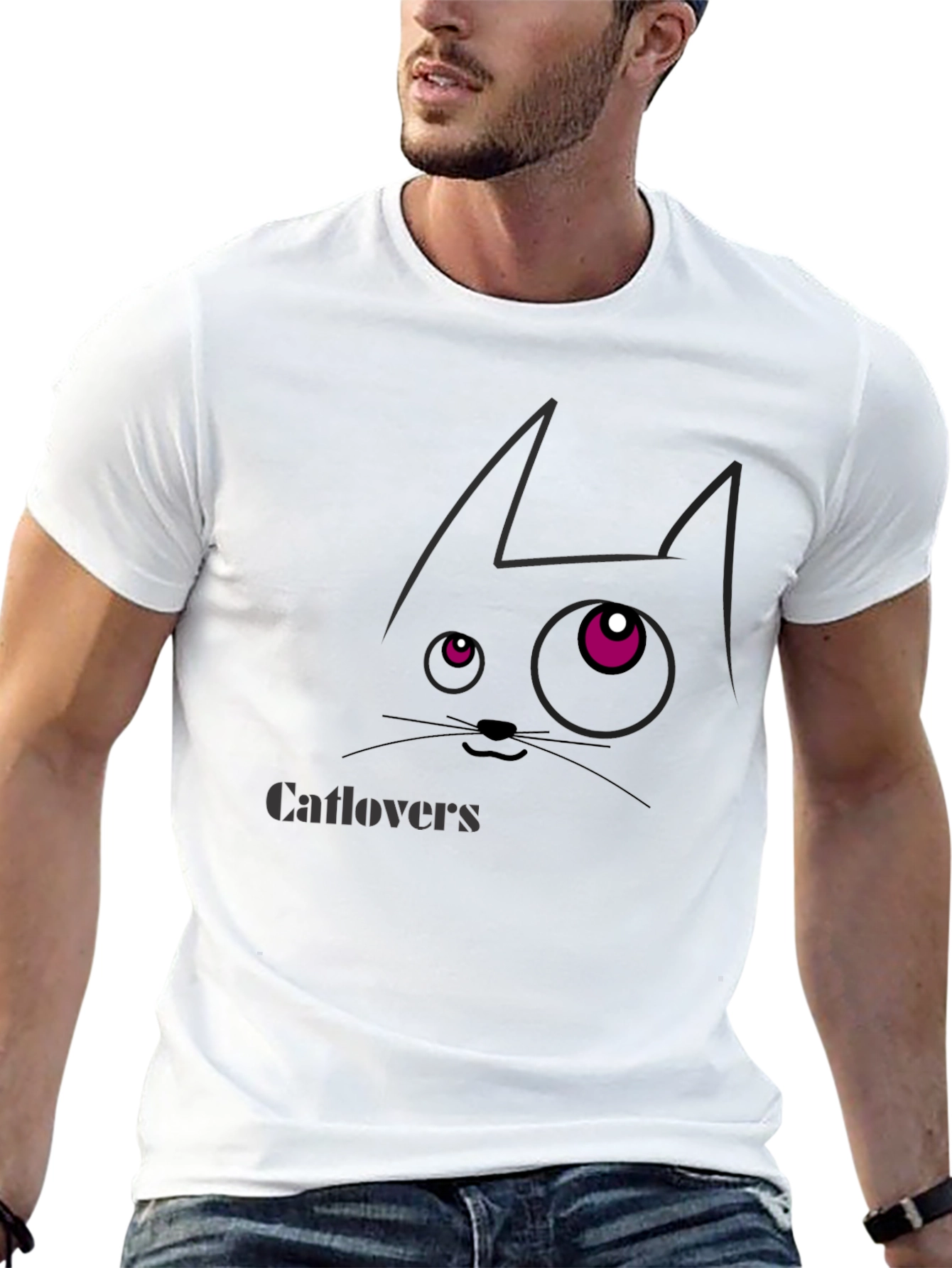 Catlovers Graphic Print Black T-Shirt